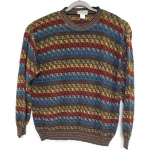 Norm Thompson Sweater Mens Large Multicolor Made in‎ Italy Textured Crewneck